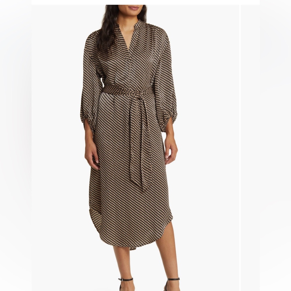 Elegant Long Sleeve Brown Dress